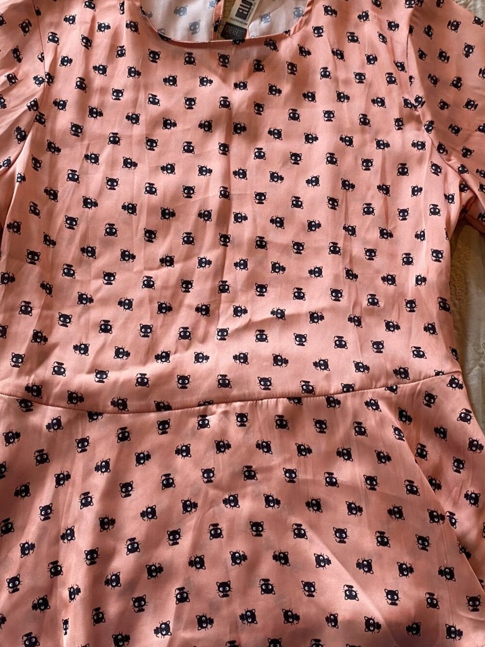 Forever 21- Hello Kitty Forever- Collection Exclusive Silk Peplum-Hem Blouse